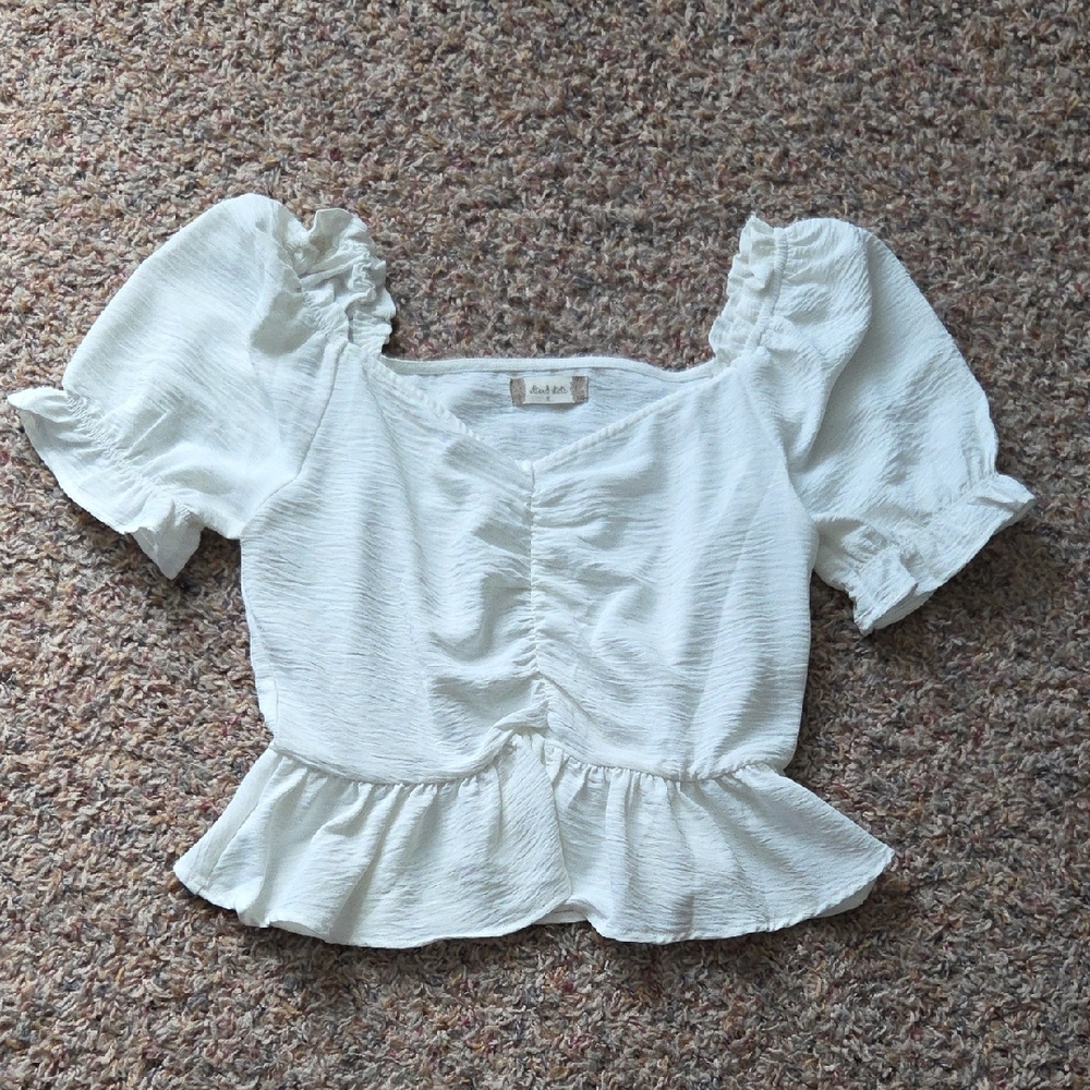 Altar'd State Cream Ruffled Blouse